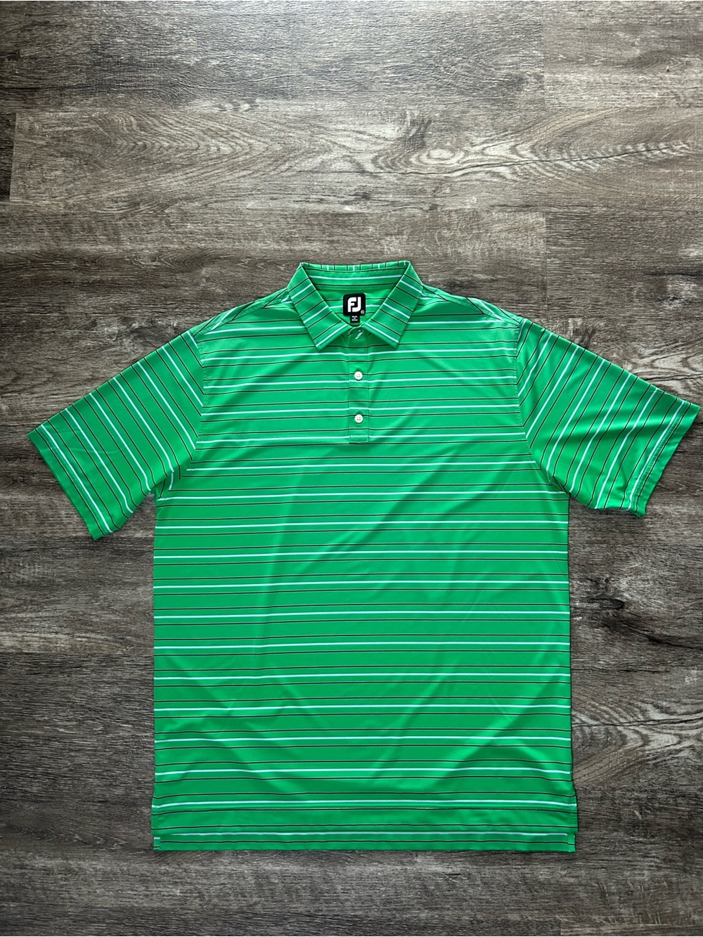FootJoy Green Striped Performance Golf Polo